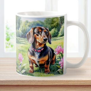 Dachshund Puppy Sausage Dog Schattig Doxie Waterve Koffiemok