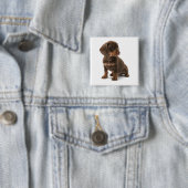 Dachshund Puppy Square Pin Vierkante Button 5,1 Cm (In situ)