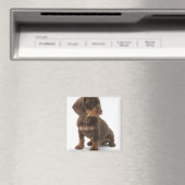 Dachshund Puppy Vierkante Magnet Magneet (Insitu (Vaatwasser))