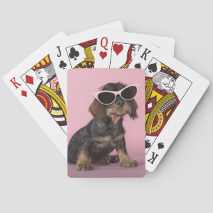 Dachshund Puppy Wearing Sunbril Speelkaarten