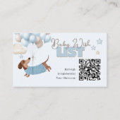 Dachshund QR Code Baby Registratie Website Blauw Informatiekaartje (Voorkant)
