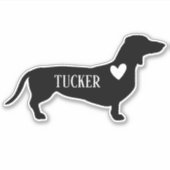 Dachshund Ras Silhouet Aangepaste Naam Sticker (Voorkant)