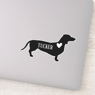 Dachshund Ras Silhouet Aangepaste Naam Sticker