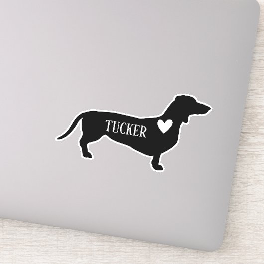 Dachshund Ras Silhouet Aangepaste Naam Sticker (Detail)