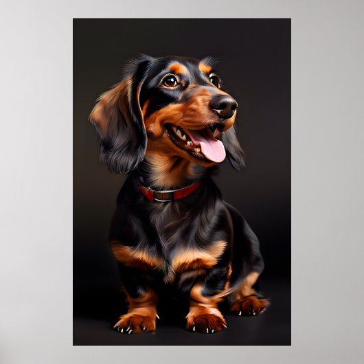 Dachshund Realisme Portret Verticaal Poster (Voorkant)