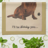 Dachshund Regarder Serviette De Cuisine (Plié)