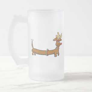 Dachshund Reindeer Matglas Bierpul