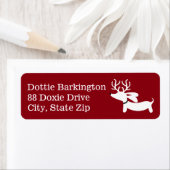 Dachshund Reindeer Red Christmas Étiquettes de adr (En situation)