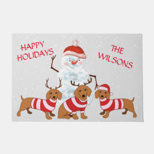 Dachshund Reindeer Snowman-kerstdecor Deurmat