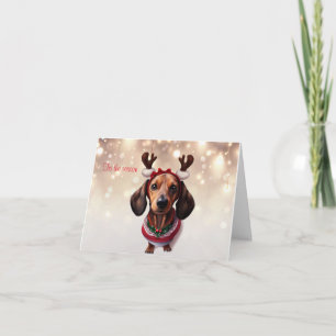 Dachshund Rendier Kerst Kaart