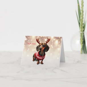 Dachshund Rendier Kerstkaart Kaart
