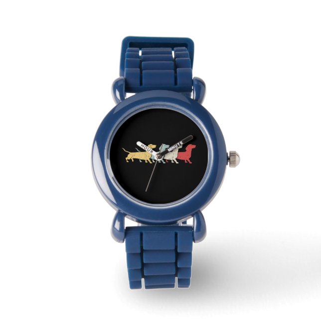 Dachshund Retro  Horloge (Voorkant)