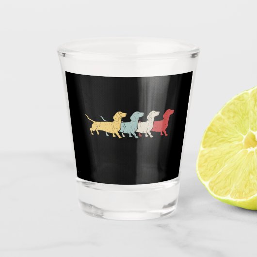 Dachshund Retro  Shot Glas (Voorkant)