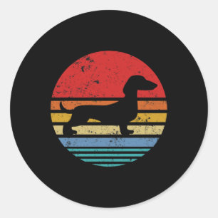 Dachshund Retro Sunset Dog Daschund Classic Ronde Sticker