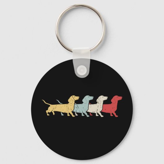 Dachshund Retro Vintage Sleutelhanger (Voorkant)