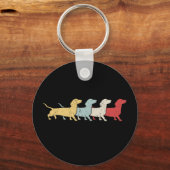 Dachshund Retro Vintage Sleutelhanger (Voorkant)