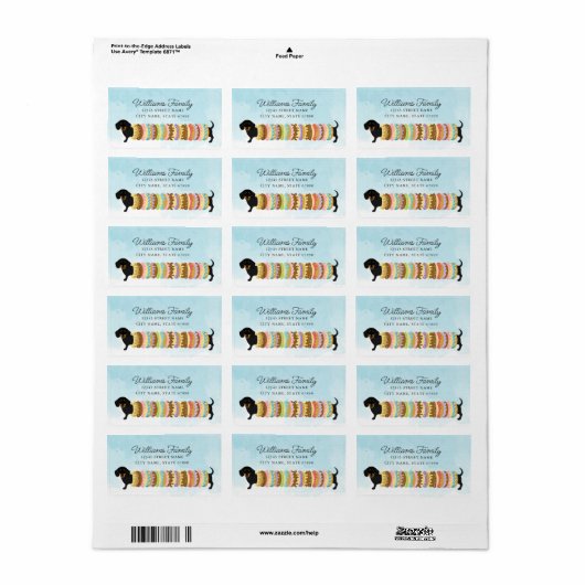 Dachshund Return Address Labels (Full Sheet)