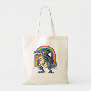 Dachshund Riding Dinosaur T rex Shirt voor mannen Tote Bag