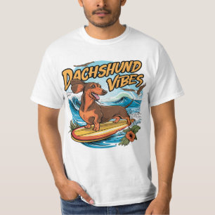 Dachshund Riding Surfboard Surfen T-shirt