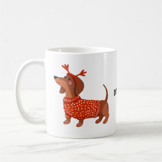 Dachshund rode trui worst hond liefhebber koffie koffiemok