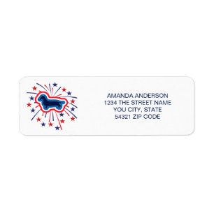 Dachshund Rood Wit Blauw Retouradres Etiket