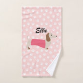 Dachshund rose et blanc serviette cadeau (Serviette à main)