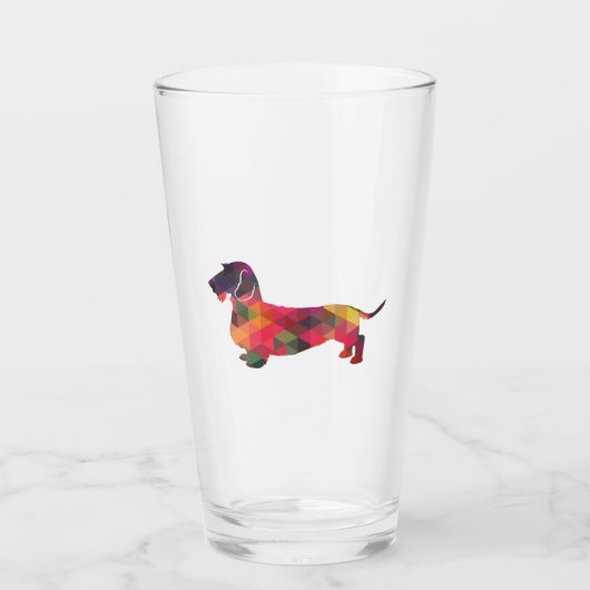 Dachshund Rough Coated Geo Silhouette Multi Glas (Voorkant)
