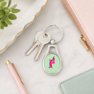 Dachshund Roze en Groene Sleutelhanger