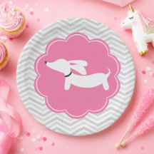 Dachshund Roze Papieren Borden Doxie Babyfeestje