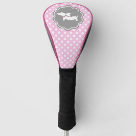 Dachshund Roze Polka Dot Golf Head Hoesje Bossen Golfheadcover