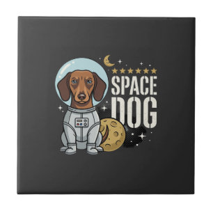 Dachshund Ruimte Hond Astronaut Vector Tegeltje