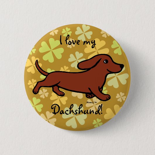 Dachshund Running Cartoon Ronde Button 5,7 Cm (Voorkant)