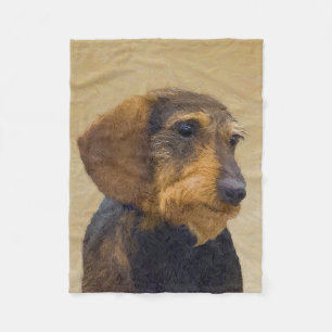 Dachshund (Ruwharig) Schilderij Originele Honden K Fleece Deken
