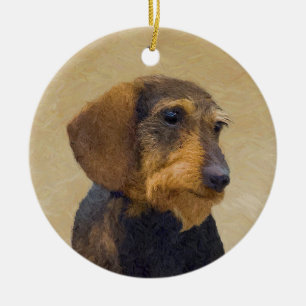 Dachshund (Ruwharig) Schilderij Originele Honden K Keramisch Ornament