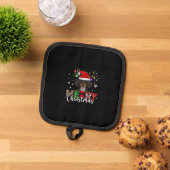 Dachshund Santa Dog Merry Christmas Oversized T-Sh Pannenlap (Top down)
