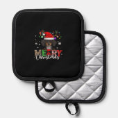 Dachshund Santa Dog Merry Christmas Oversized T-Sh Pannenlap (Voorkant / Achterkant)