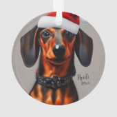 Dachshund, Santa Dog, Persoonlijk, kerstnaam Ornament (achterkant)
