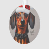 Dachshund, Santa Dog, Persoonlijk, kerstnaam Ornament (voorkant)