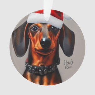 Dachshund, Santa Dog, Persoonlijk, kerstnaam Ornament