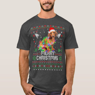 Dachshund Santa Hat Dog kerstboom Lights Holi T-shirt