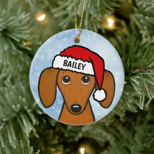 Dachshund Santa Hat Leuke Wiener Hond Aangepaste N Keramisch Ornament