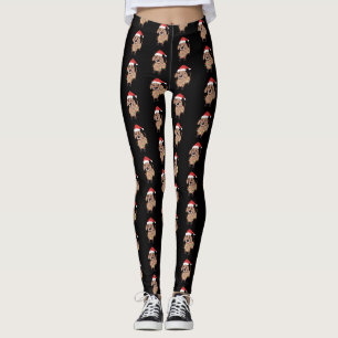 Dachshund Santa Hat met kerstverlichting Hondenlie Leggings