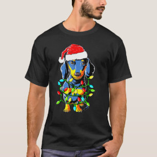Dachshund Santa Kerstboom Lights Xmas Boys Ki T-shirt