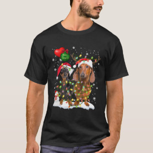 Dachshund Santa Licht Rendier Pet in Sneeuw Christ T-shirt