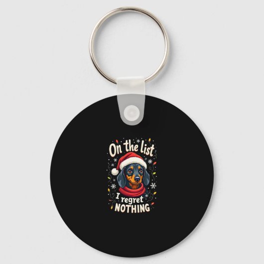 Dachshund Santa On The Naughty List Dachshund Chri Sleutelhanger (Voorkant)