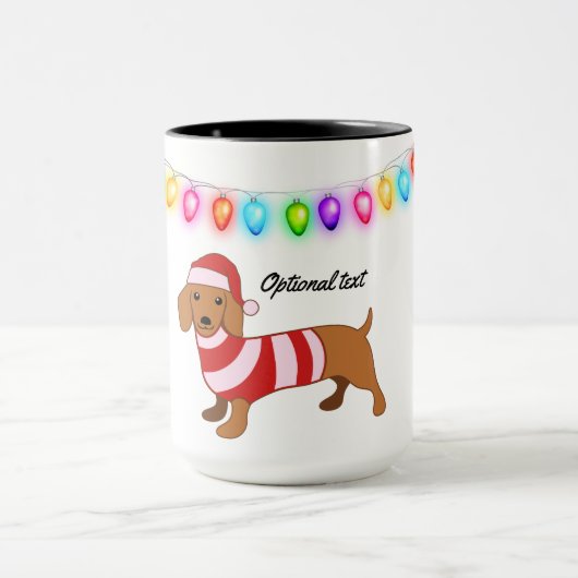 Dachshund Santa Personalized Mug Mok (Midden)