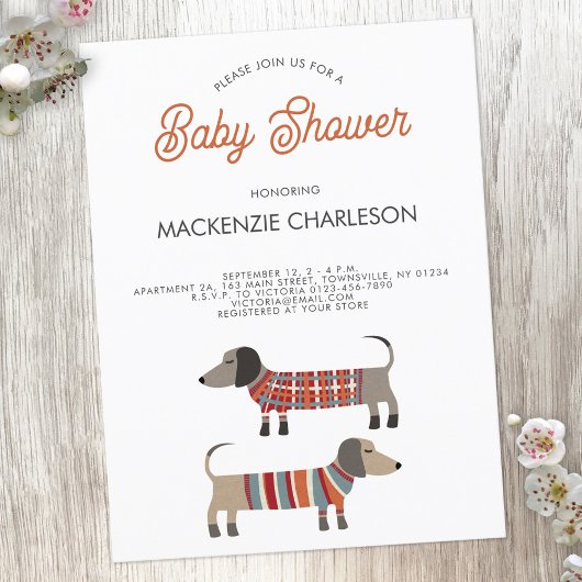Dachshund Saucisse Chien Baby shower Invitation