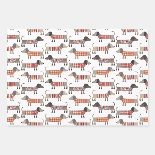 Dachshund Saucisse Chien Envelopper feuilles papie (Devant)
