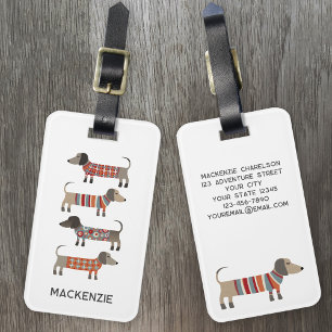 Dachshund Sause Dog - Aangepast Bagagelabel