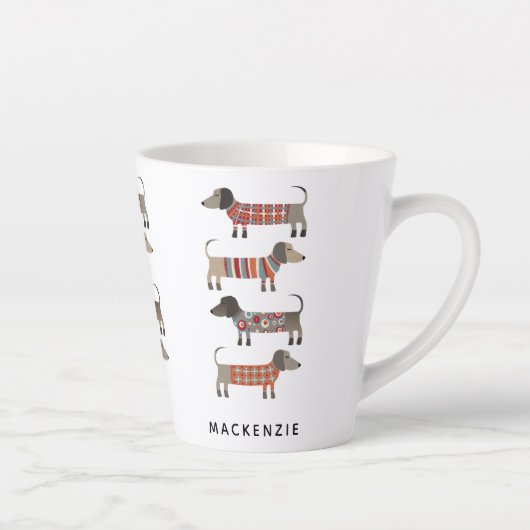 Dachshund Sause Dog - Aangepast Latte Mok (Rechts)